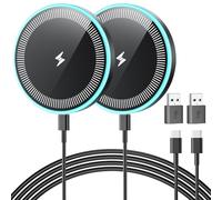 Cargador inalámbrico Samsung magnético de 6 pies, Almohadilla de Carga rápida con Puertos USB-C/A para Samsung Galaxy S26 S25 Ultra/S24 FE/S23 Ultra/S22/S21/Z Google Pixel 9-7, tecnología de imán
