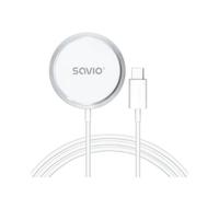 Cargador inalámbrico Savio LA-11 15W Qi MagSafe USB-C Blanco