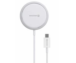 Cargador inalámbrico Swissten MagStick MagSafe 15W 1,5 m Blanco