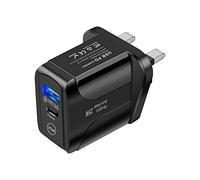 Cargador Inteligente 5A Carga rápida 25W Teléfono Cabeza móvil PD Cargador rápido 3C Mini Cargador Portátil (Black, One Size)