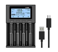 Cargador inteligente con pantalla LCD, cargador de batería universal para baterías recargables, baterías de iones de litio, 18650 (4 ranuras), cargador de batería 18650, 4 bahías rápido con batería