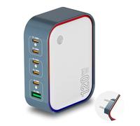 Cargador inteligente USB C de 120 W de 6 puertos, estación de carga GaN III, cargador USB c con 5 x USB-C PD + 1 x USB-A QC3.0, cargador rápido para teléfono 16/15/14 Pro Max, Samsung Galaxy, MacBook