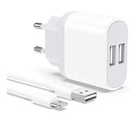 Cargador iPhone, 2-Pack USB Enchufe y 2M Cable per iPhone 8 7 6 6S XR X XS Plus 11 12 13 14 Pro MAX SE Mini 5 5S 5C, Pad, 5V 2.1A USB Rápida Charger Adaptador Carga Cabezal Pared Corrient Nisiyama