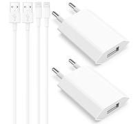 Cargador iPhone, 4er-Pack 5W Enchufes USB A y Cables de Carga 2M Compatible for iPhone 8 7 6 6S 5S 5C SE 2020 14 13 12 11 Pro MAX XR X XS Plus Pad, Adaptador de Cargador Adaptador de Cables Romalux