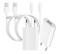 Cargador iPhone Apple MFi Certificado con Cable Lightning 2M 2Pack, 5W Adaptador Enchufe USB Cargador Apple 5V 1A USB Charger para iPhone 14 Pro Max/13/12/11 Pro Max/Mini/XS/XR/X/8/7/6 Plus/5/SE