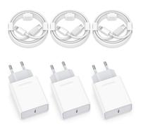 Cargador iPhone Carga Rapida, 3-Pack Charger Rápido de Pared Compatible with iPhone 14 13 12 11 Pro MAX Plus Mini SE XS XR X 8 7 6, Pad, 20W USB C Cabezal con 2M Cable Corriente PD Adaptador