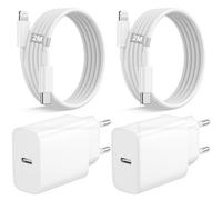 Cargador iPhone Carga Rapida para iPhone 14/14 Pro/14 Pro Max/14 Plus/13/12 Mini/11/XR/X/XS/SE/8 Plus/7/iPad, 2Pack 25W Cargador USB C Enchufe Tipo C Carregador iPhone Charger con Cable Lightning 2M