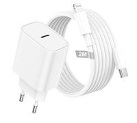 Cargador iPhone Carga Rapida y 2m Cable USB C a Lightning, 30W Cargador USB C Carga Rapida Enchufe Tipo C con Cabo Cable Lightning usb c Charger para iPhone 14/13/12/11/X/Pro Max/SE/8/7 Plus/6/5, iPad