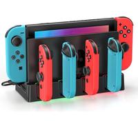 Cargador Joy-con para NS/Switch OLED, Cargador NS con Indicador LED, Soporte de Estación de Carga NS y Accesorios con Cable C