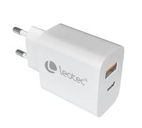 Cargador Leotec LECSPH20W2W2 Universal 20W USB-C PD 3.0 y USB-A Blanco