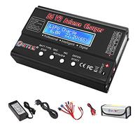 Cargador LiPo Cargador digital para paquetes de NiMH/NiCD/Li-Fe Conectores Tamiya/JST/ EC3/HiTec/Deans+Fuente de Alimentación （Negro）