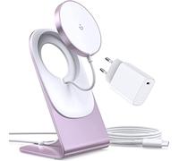 Cargador mag-Safe, Cargador inalámbrico con estación de Carga para, estación de Carga inductiva, Cargador de inducción magnética, Cargador rápido inalámbrico Compatible con iPhone 16/15/14 Rosa