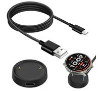 Cargador Magnético Compatible con Amazfit Active 2 / Amazfit Bip 6 (A2437) | 2 en 1 Estación de Carga Portátil con Cable USB de 100 cm, ABS Fabricada, Ligero y Compacto (Negro)