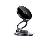 Cargador magnético del soporte del coche 15W con la rotación de 360 grados Carga inalámbrica rápida para el iPhone para Samsung Aleación de aluminio Gris (gris)