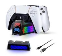 Cargador Mando PS5, Base de Carga para DualSense Edge, Luz RGB Ambienta y LED Indicator