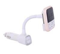 Cargador Manos Libres Mechero Coche con LCD, MP3 USB Transmisor FM, Bluetooth, Blanco - Dorado