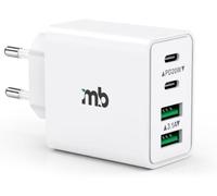 Cargador Master U-Power USB C 40W, Cargador de Pared Carga Rápida PD 20W, 4 Puertos 2 USB C + 2 USB A, Adaptador Multipuerto para iPhone, Smartphones y Tablets