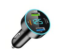 Cargador Mechero Coche de Alta Velocidad 53W con 4 Puertos USB (QC3.0, PD, Type-C) y Voltímetro LED - Adaptador Universal para Encendedor de Coche, Carga Rápida para Múltiples Dispositivos