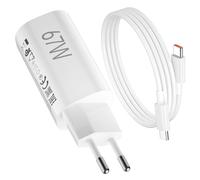 Cargador Mini 67W y Cable para Xiaomi Redmi Note 17 Pro 14S 13 12 11S 5G | Carga Rápida Adaptador de Cargador USB C GAN y Cable Tipo C 1 Metro para Xiaomi 17T 15T 14 POCO X6 X5 Pad 8 7 Pro, Viaje