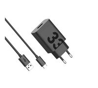 Motorola TurboPower 33W USB-A Cargador Rápido con Cable USB-C de 1m - Compatible con QC3.0, Protección contra Sobrecarga, Negro
