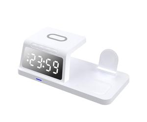 Cargador multidispositivo: base de alimentación rápida, hub de carga ABS de 18,8 cm, expositor de reloj LED, base de carga para gadgets inteligentes, organizador portátil para alime