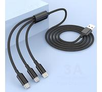 Cargador Multifunción Cable para iPhone, Cable De Carga Multi USB Trenzado De Nailon 1.8M Tres En Uno, con Conector Tipo Lightning/Micro/USBC,Compatible con Varios Teléfonos Inteligentes y Tabletas
