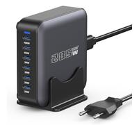 Cargador multifunción USB C 285W, estación de Carga rápida GAN de 6 Puertos, Adaptador de Corriente Tipo C PD+QC 100W para portátiles compatibles con MacBook/iPhone 16/Galaxy S23
