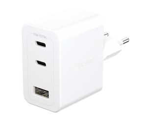 Cargador Múltiple PanzerGlass Turbo 70W 2xUSB-C USB-A Enchufe UE Blanco
