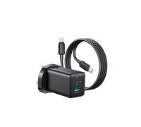 Cargador Multipuerto GaN de 65 W con Enchufe Tipo C y Puertos USB-C de Carga Rápida para PC, Portátiles y Teléfonos, TG10, Color Negro, Enchufe