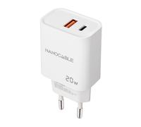 Nanocable Cargador de pared 10.10.2007 USB-C/PD + USB-A/QC 20W Blanco