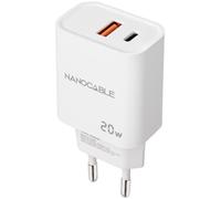 Cargador Nanocable USB-C/PD + USB-A/QC 20W Blanco