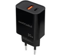 Cargador Nanocable USB-C/PD + USB-A/QC 30W Negro