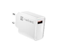 NATEC Cargador RIBERA NUC-2057 18W 1x USB-A QC3.0 Carga rápida Blanco