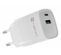 CARGADOR NATEC RIBERA GAN 30W PD3.0 QC3.0 1XUSB-A + 1XUSB-C BLANCO
