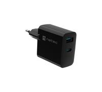 Cargador - NATEC - RIBERA GAN 65W - 1x USB-A - 1x USB-C - Carga rápida