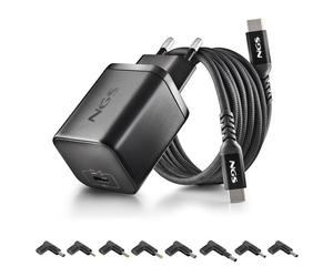 Cargador NGS Bud 65W-AS GaN USB-C con cable 1,5 m y 8 conectores para ASUS