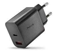 NGS Technology Cargador de pared ERA 20W GaN USB-C + USB-A Carga rápida Negro