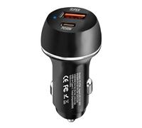 Cargador para coche, adaptadoresa para coche está equipado con un chip inteligente que ajusta de forma inteligente la potencia de salida para cada dispositivo conectado a través de puertos USB y