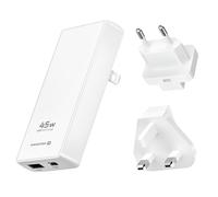 Cargador para smartphone/tableta GaN 45W Puerto USBC/USB Enchufes UE/Reino