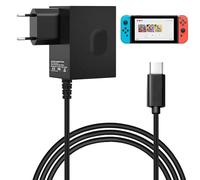 Cargador para Switch Nintendo Adaptador Switch Lite/OLED/Dock/Mando Pro 39W USB C 15V/2.6A Adaptador Soporte Modo de TV y Controlador Dock & Pro