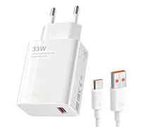 Cargador para Xiaomi 33W con Cable 1M, Compatible con Redmi Note 13/13 5G, 12/12 5G/12S, 11/11S, 10 Pro/10S, para Xiaomi 11 Lite, 11 Lite 5G NE, Mi 10, 10T, 10T Lite, Poco X3 / X3 Pro / M4 Pro