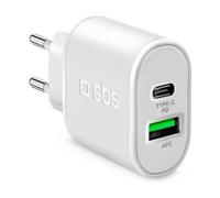 SBS Cargador de Pared de 20 W de Carga ultrarrápida Power Delivery, con 1 Puerto USB-C y 1 USB, Cargador de Pared para iPhone, Samsung, OPPO, Xiaomi, Huawei, e-Reader, Auriculares, Tablet