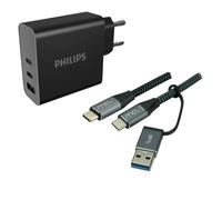 Cargador Philips 65W USB-C con 2 Puertos y Carga Rápida GaN