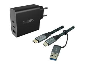 Cargador Philips 65W USB-C con 2 Puertos y Carga Rápida GaN