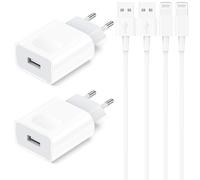 Cargador Phone, Enchufe USB con 2M Cable Compatible con Phone 11 XR X XS MAX 8 7 6 5 SE 6S Plus 5S, Pad Air/Mini/Pro, 4-Pack 5V/1A Charger Adaptador Cabezal Carga Pared Movil Universal Corrient
