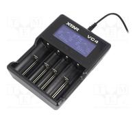 Cargador pilas li-ion y ni-mh 1a tipos a, aa, aaa, aaaa xtar-vc4