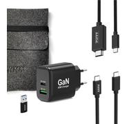 Cargador Port Designs 65W GaN USB-C y USB-A, Negro
