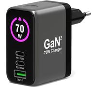 Cargador PORT DESIGNS GaN con pantalla OLED + cable USB-C Connect (70 W - Negro)
