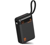 Cargador portátil de 65 W para laptop y teléfono, batería de carga rápida de 20000 mAh con cable USB C integrado, cargador de viaje compacto para iPhone 17/16/15, tableta y más