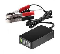 Cargador portátil de CC con clip de batería, adaptador multipuerto de 12 V/24 V a 5 V, 4 puertos USB, para otros teléfonos inteligente